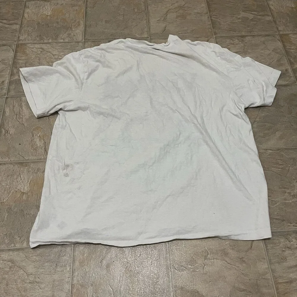 True Religion Mens XL White Distorted World Wide Web Graphic T-Shirt Buddha Tee